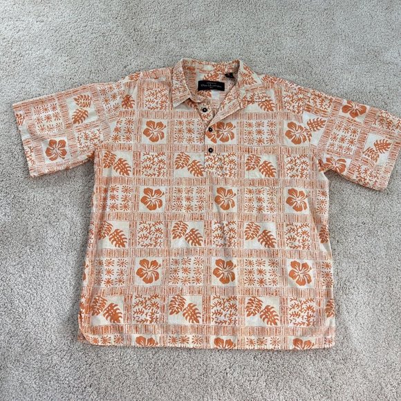 Pete Huntington Other - Pete Huntington Men Shirt XL Henley Pull Over Short Sleeve half Button Hawaiian